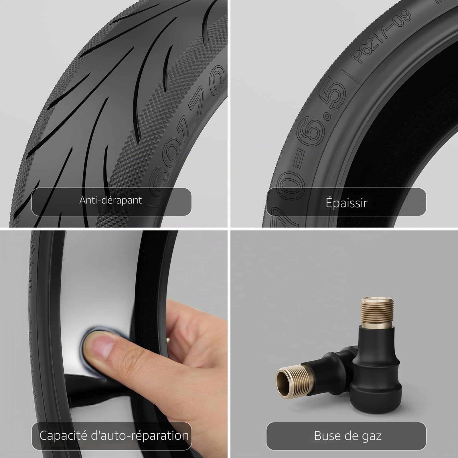 OUXI Roues de rechange 10 pouces pour pneus en caoutchouc Ninebot G30 Max/G30D Jelly Glue, roues de rechange 60/70-6,5 pouces, pneus de scooter électrique hautement élastiques（2pack）