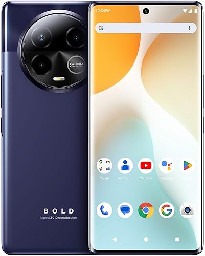BLU Bold K50 5G 2024 Batería de 3 días Desbloqueado 6.7 pulgadas FHD+ 3D AMOLED 2568GB Cámara triple de 64MP Versión de EE. UU. Garantía