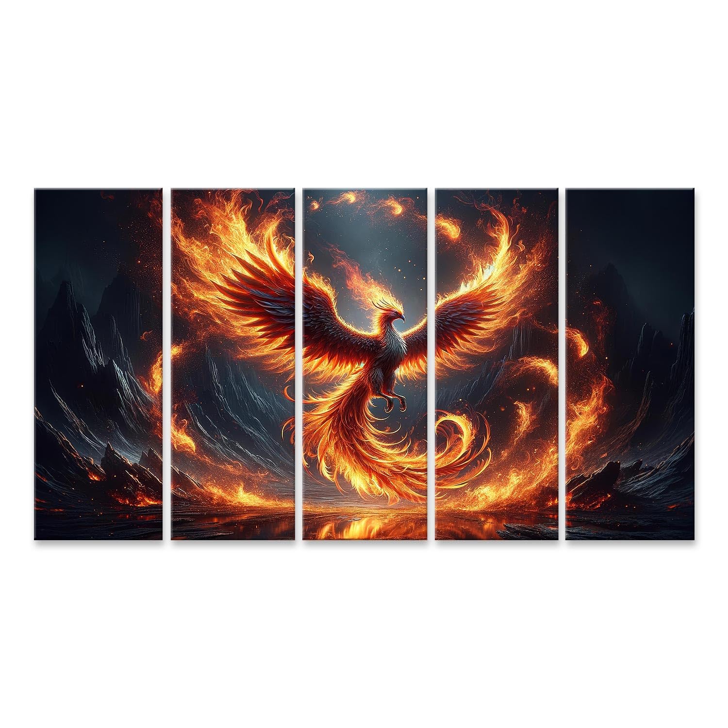 islandburner Mural Fénix Moscas Fuego Ardiente de las Cenizas Criatura Mítica en Lienzo Imágenes Imagen Póster