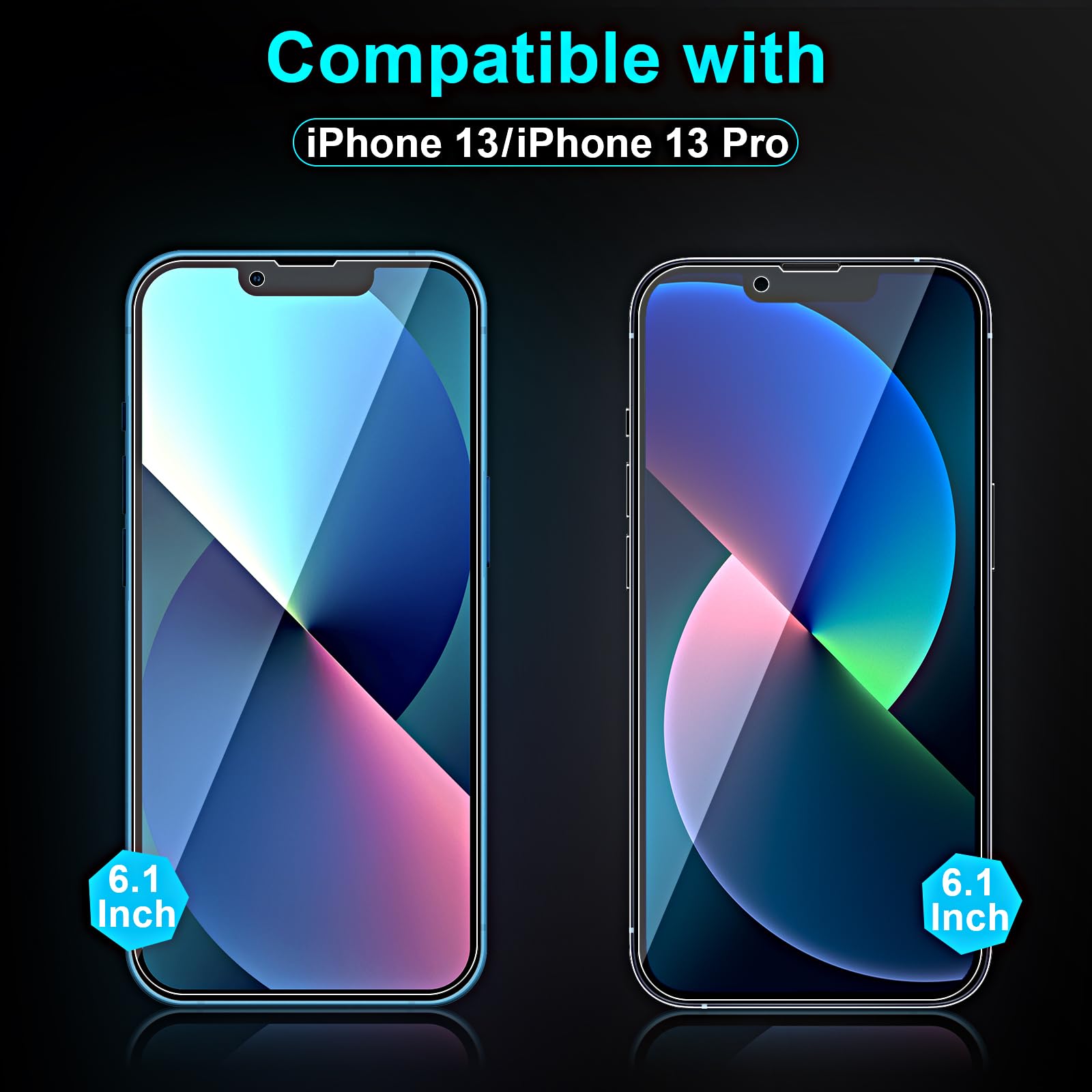 QUESPLE 2 Pezzi Privacy Pellicola Protettiva per iPhone 13/13 Pro 6,1", (Vetro Privacy) Anti Spy in Vetro Temperato con Strumenti di Installazione, Durezza 9H, Ultra Resistente