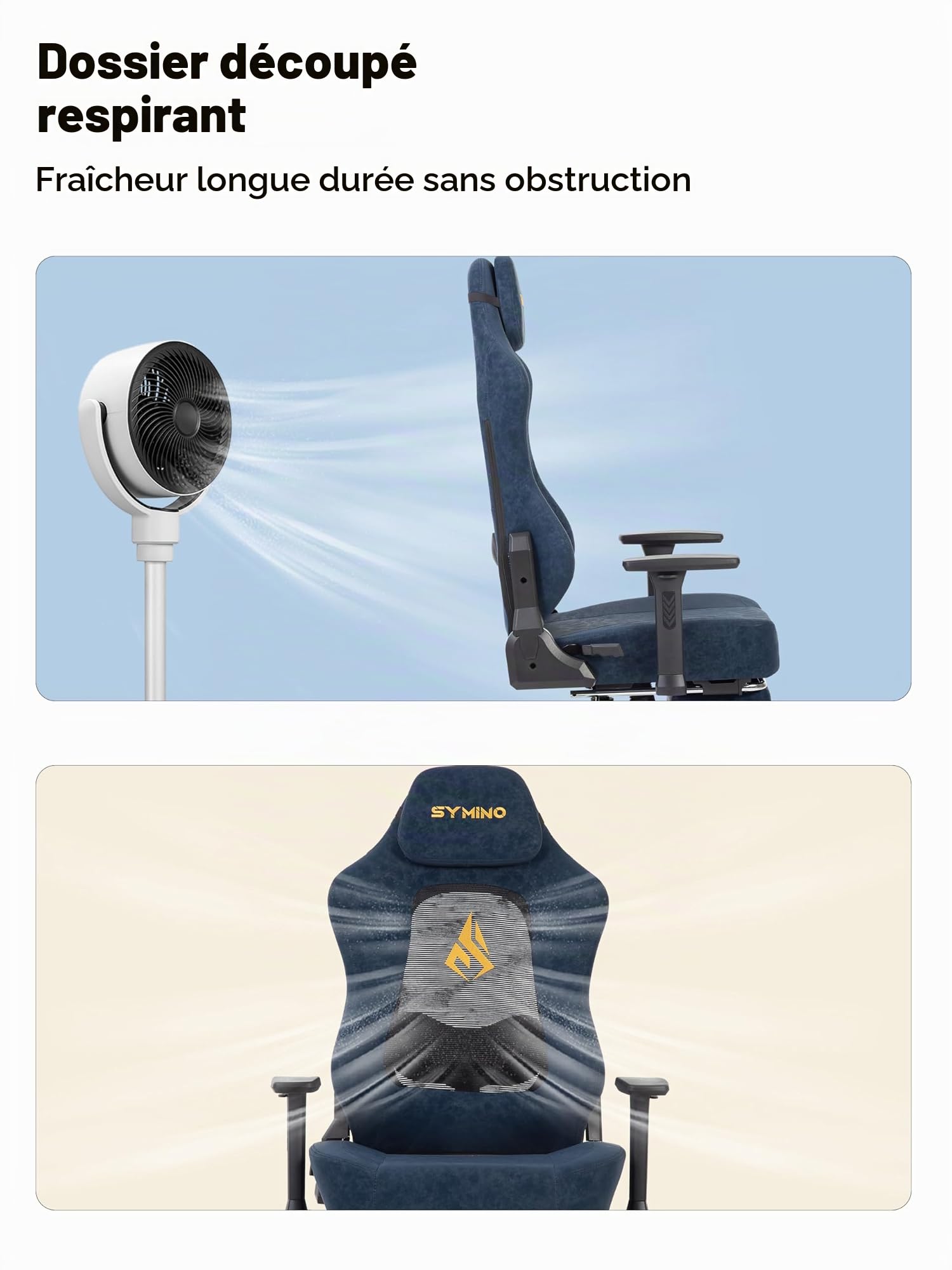 Symino Chaise de Gamer Ergonomique, Chaise Gaming avec Soutien Lombaire Repose-Pieds, Fauteuil de Bureau réglable et pivotant capacité de Charge 150 kg