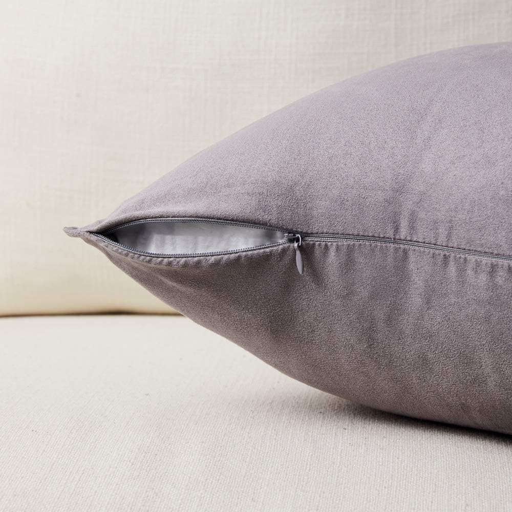 Fancy Homi 4 Packs Gray Decorative Throw Pillow Covers 18x18 inch/45x45 cm, Super Soft Faux Suede Decor Square Pillow Case, Solid Cushion Cover for Couch/Sofa/Bedroom/Living Room - Image 3