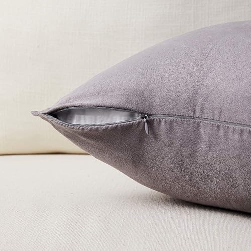 Miniatura 3 de Fancy Homi Paquete de 4 fundas de almohada decorativas grises de 18 x 18 pulgadas, funda de almohada cuadrada de gamuza sintética súper suave, funda