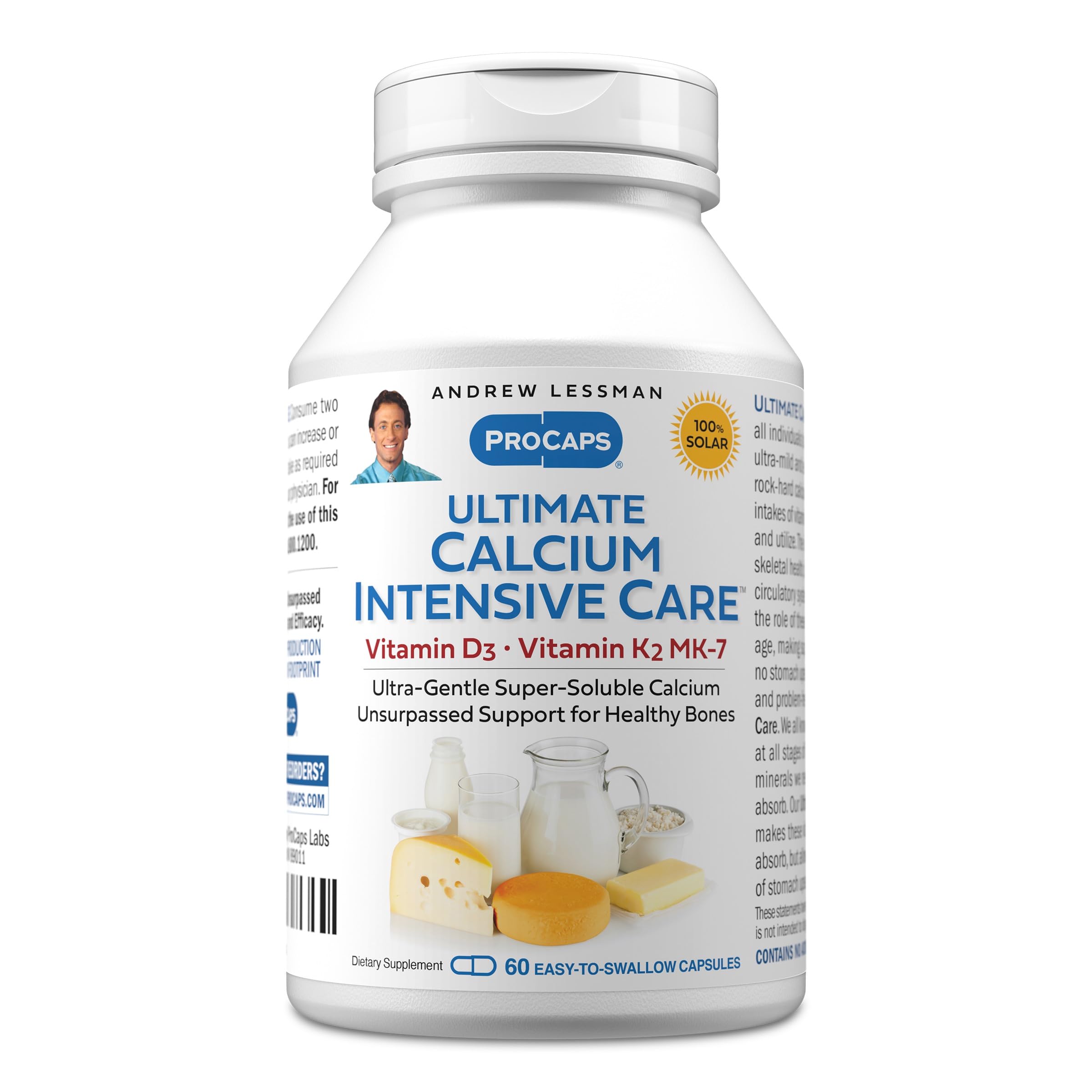 ANDREW LESSMAN suplemento de cálcio com vitaminas D3 e K2 MK-7 120 mcg, 60 cápsulas