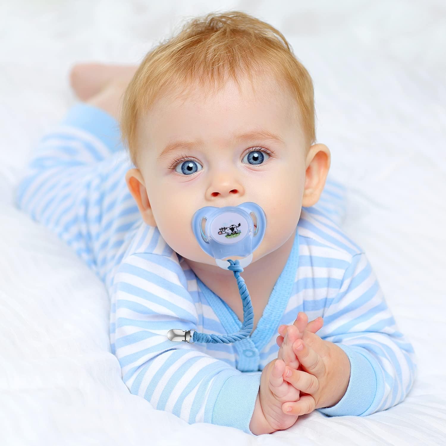 Pulsante di Silicone Anello LISOPO 12 Pezzi Adattatori per Ciuccio in Silicone, Ciuccio Clip Adattatore Adatto Alla Maggior Parte dei Succhietti per Bambini e porta ciuccio catenella MAM, trasparente