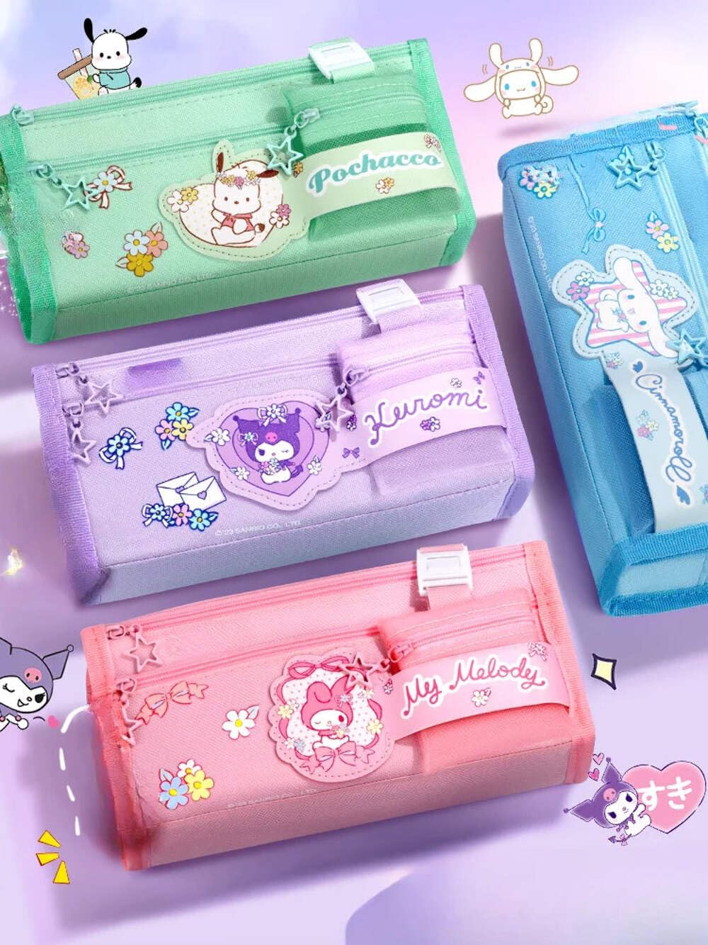 Estuche De Lápices De Gatito,Estuche De Tres Compartimentos Estuche Portátil Con Lindos Gatitos Kawaii Gato Rosa Gran Capacidad Para Niñas Juventud Estudiantes Adultos