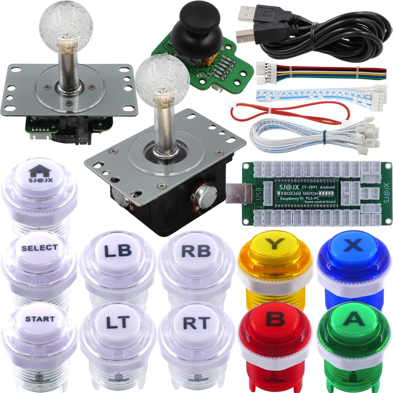Controller Arcade 3 D Gamepad Stick Analogico Sensore Joystick Microswitch LED Pulsante Encoder (Multicolore)