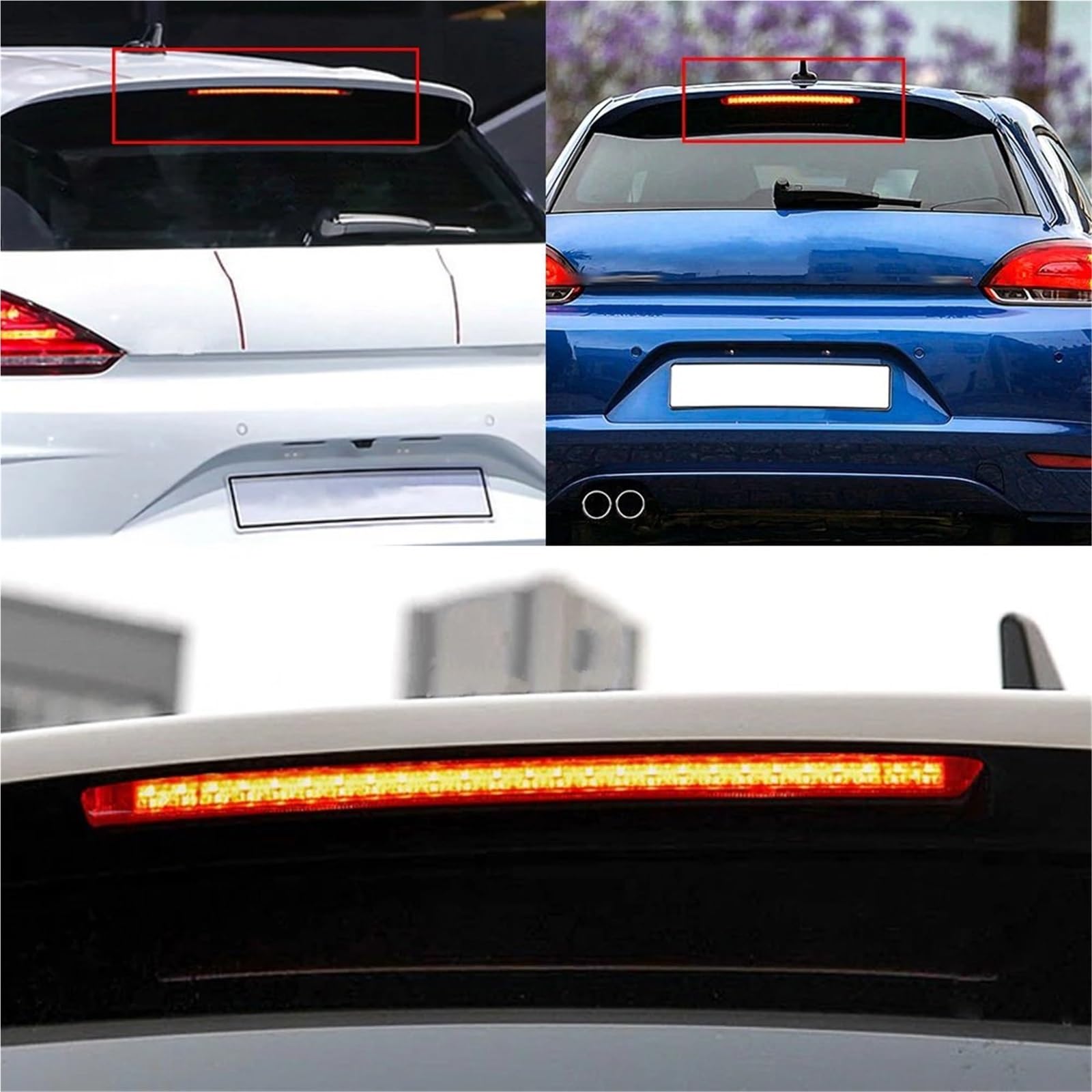 Tercera Luz Freno Trasera Tercera Luz LED Freno para VW para Scirocco para Golf Mk5 para GTI R32 para Polo Mk4, Lámpara Advertencia Tercera Parada Adicional Montaje Alto(Red Lens)