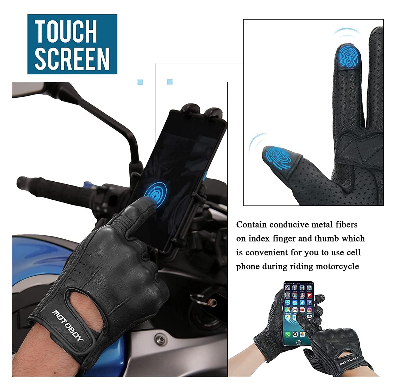 Amazon.co.jp: 男性と女性のための革のオートバイの手袋硬い