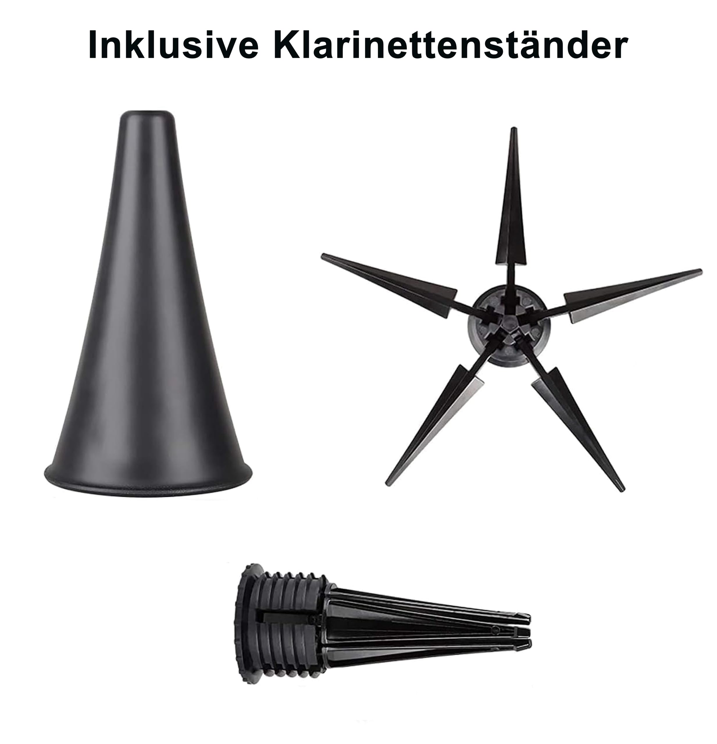 Klarinette in B, Deutsches System, Luxuskoffer mit Rucksackgarnitur, Mundstück, Klarinettenständer, Wartungsservice