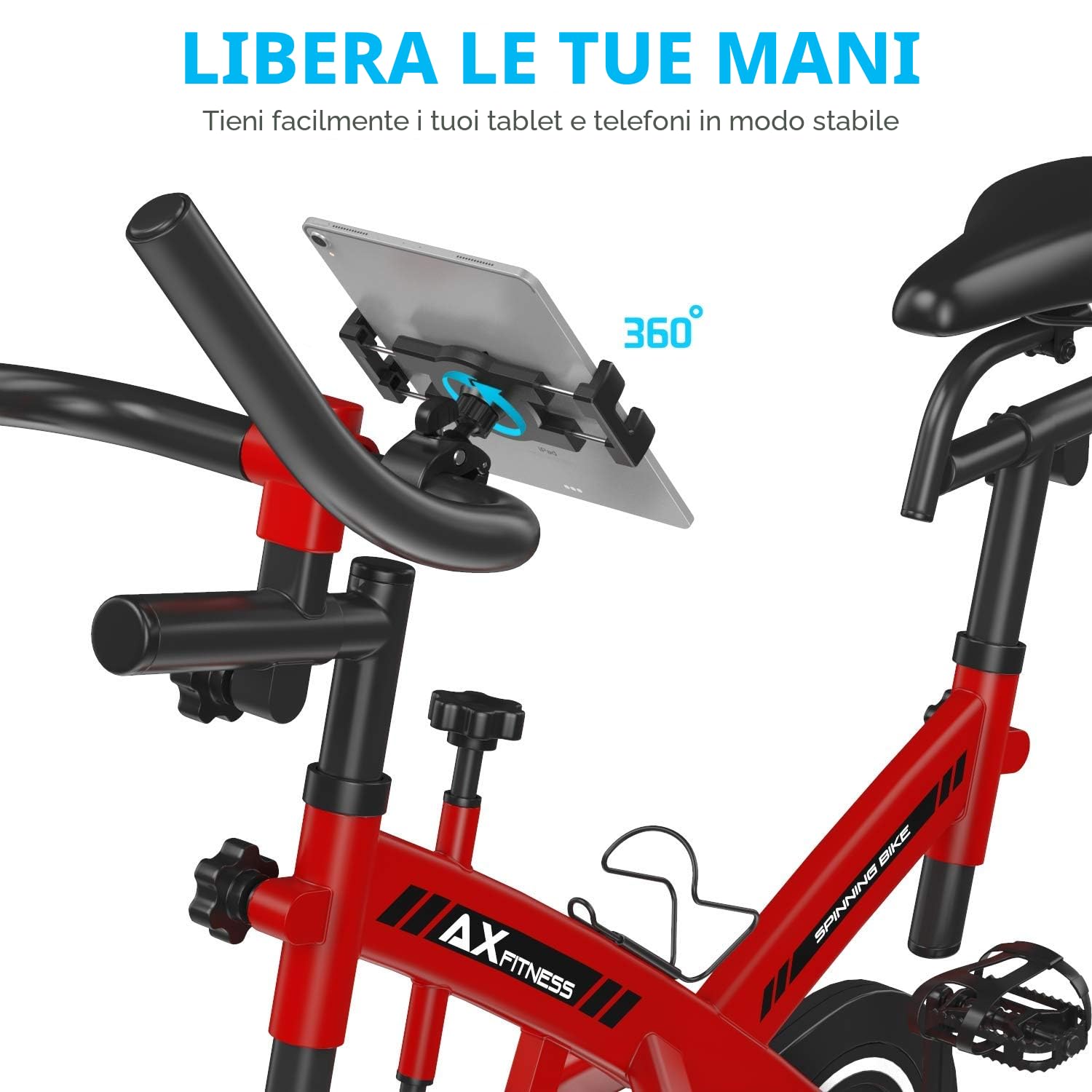Supporto Tablet per Spin Bike, Supporto per Telefono e Ipad per Manubrio Cyclette