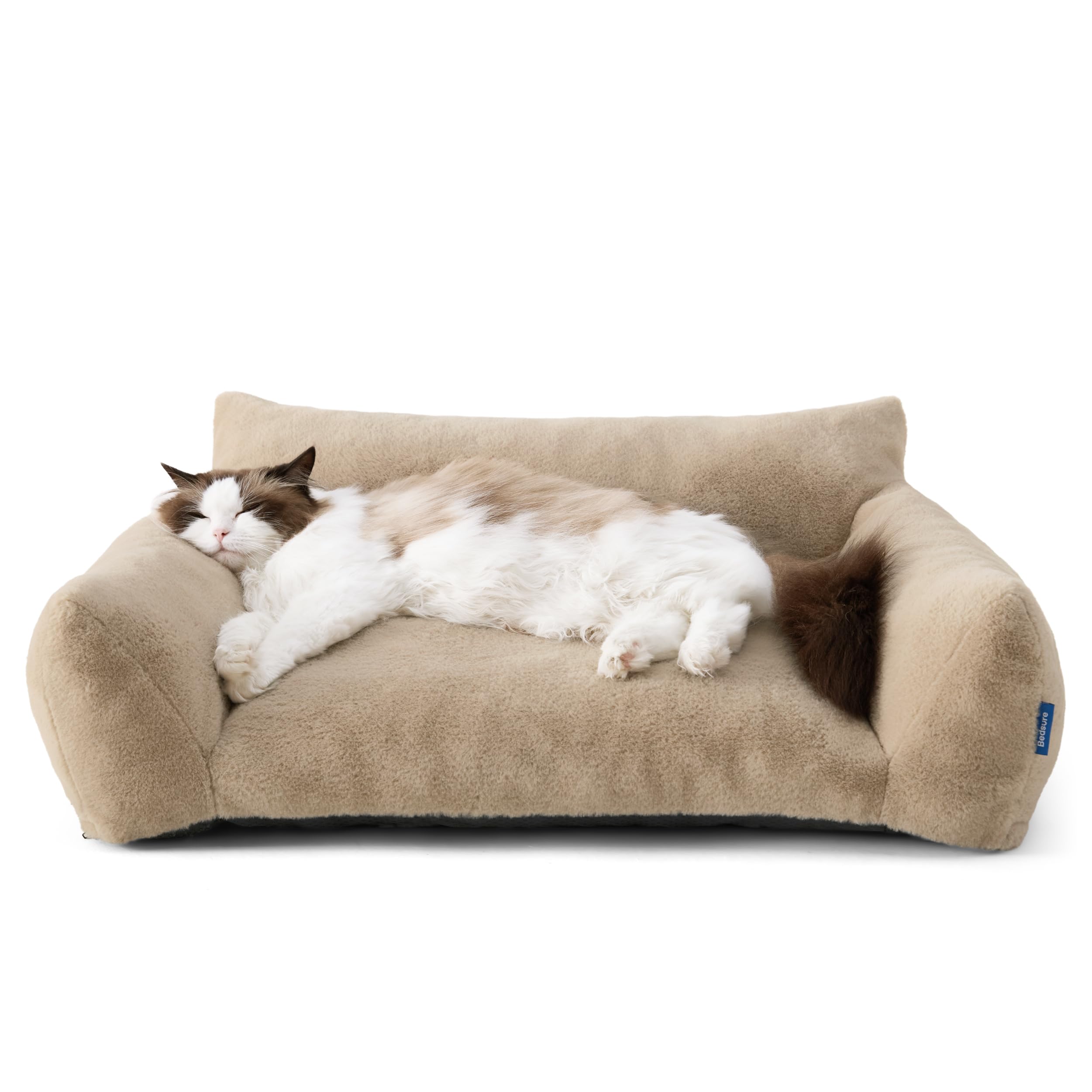 BEDSURE Katzensofa Katzenbett - 61x46x25/76x51x25cm, Dunkelgrau/Kamel