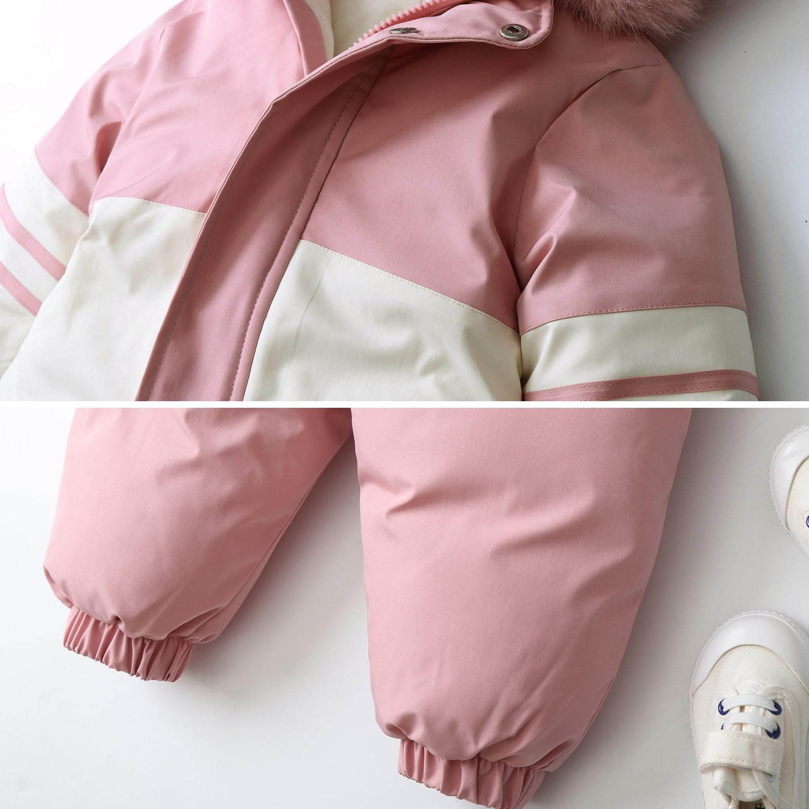 Combinaison de Ski Enfant Fille à Capuche Barboteuses Fille Zippée Doudoune Une Pièce Bébé pour Hiver