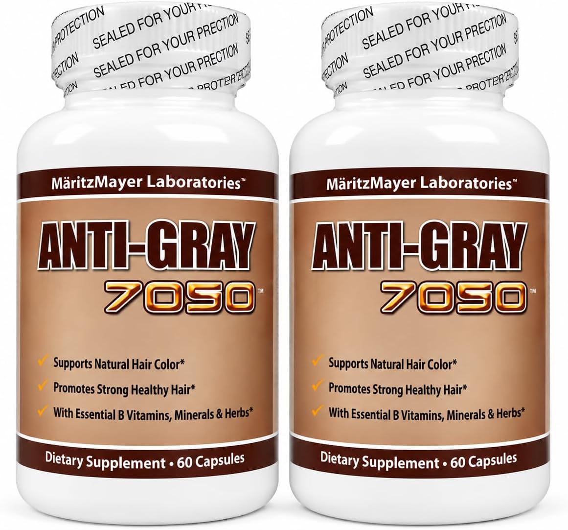 Anti-Gray Hair 7050 Helps Restore Natural Hair Color 60 Capsules Per Bottle (2 Bottles)