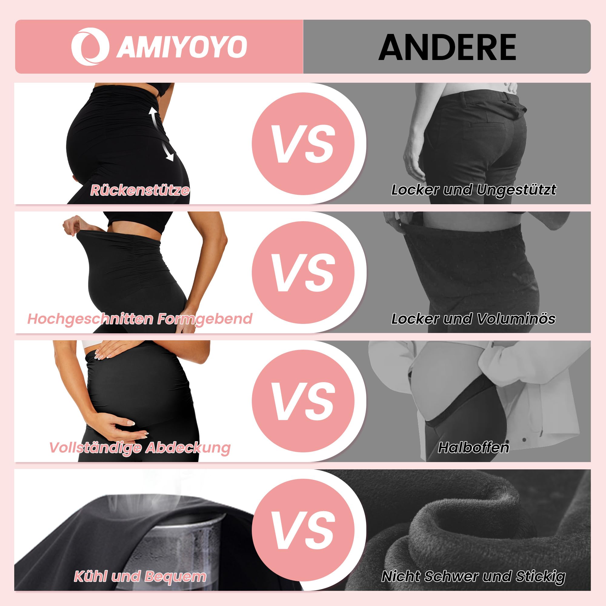 AMIYOYO Damskie legginsy ciążowe z wysokim stanem, legginsy ciążowe nieprzezroczyste, spodnie ciążowe, spodnie rekreacyjne, rozciągliwe, odzież ciążowa dla kobiet w ciąży, długie, ciemnoszary, XXL