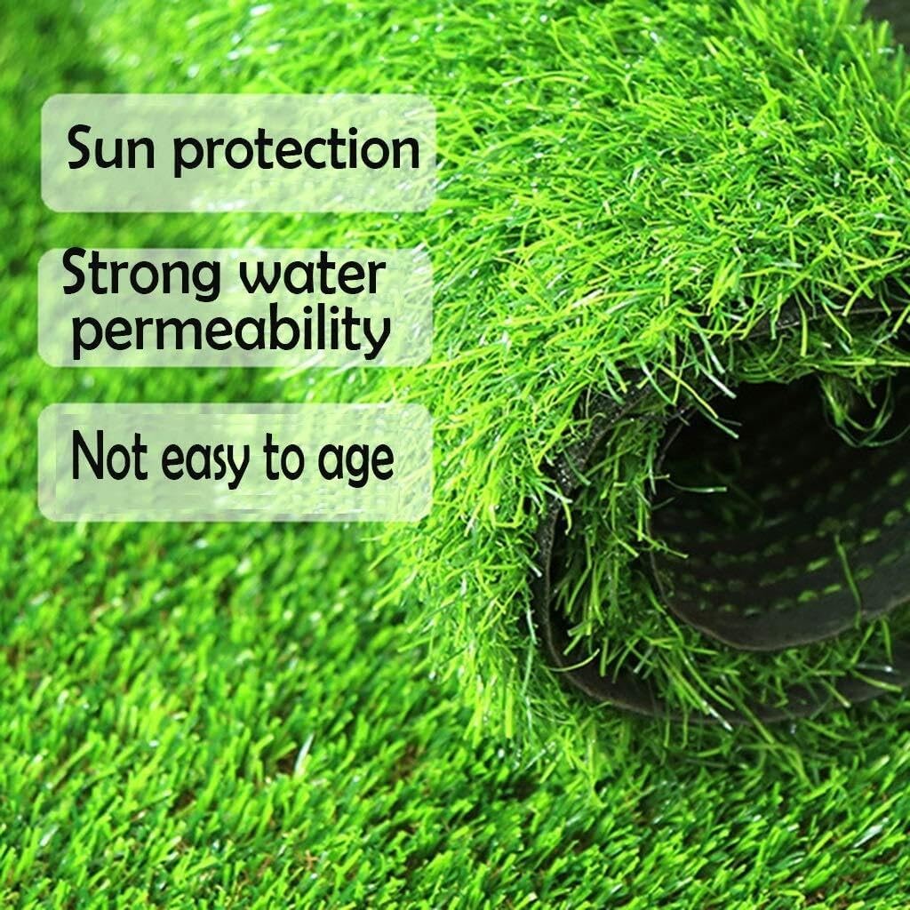 Artificial Grass Patch with Drainage Holes – UV-Resistant, Soft, and Rubber Mat for Outdoor & Indoor Décor (2m x 6m)