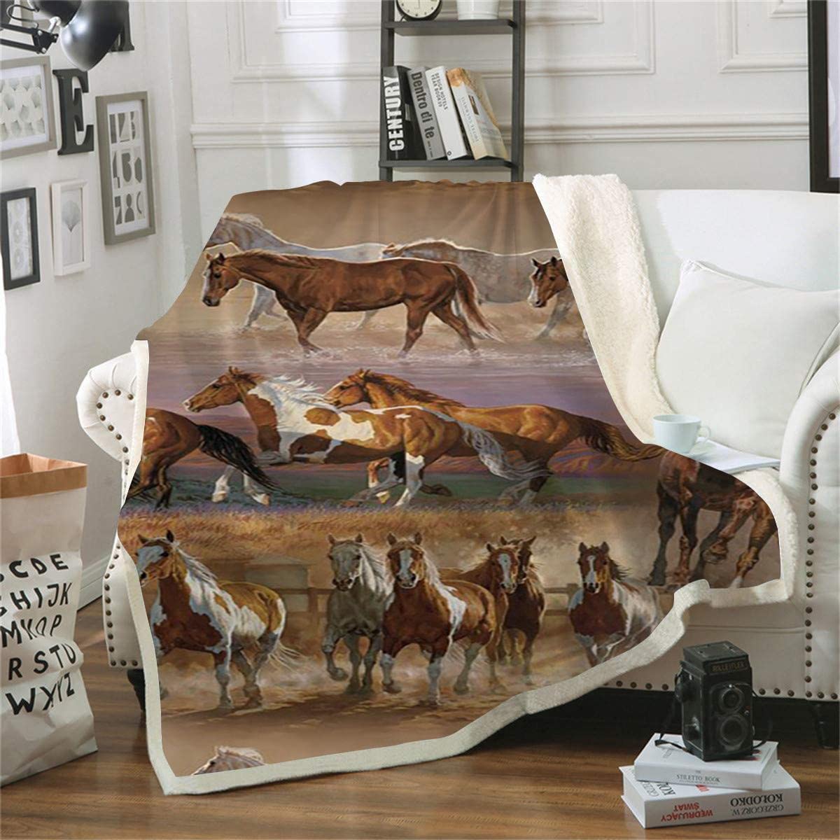 Plaid cool horse couverture de canapé salon chaud imprimé 130x150cm
