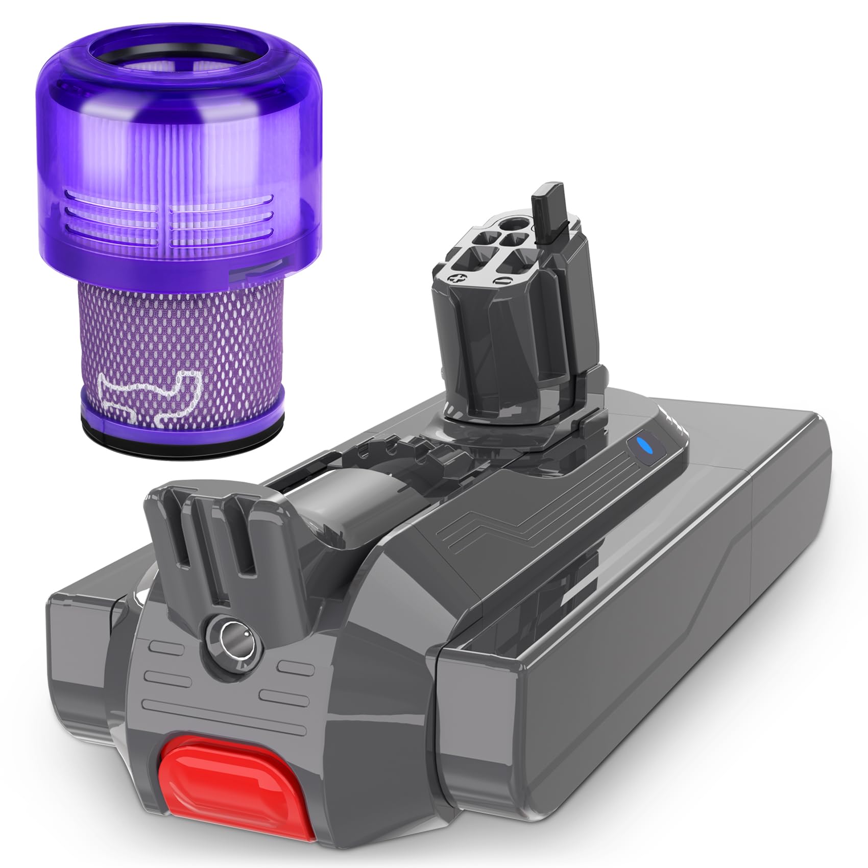 KUNLUN Batteria di Ricambio per Dyson V11 25,2V Batteria Agli Ioni di Litio Click-in per Dyson V11 SV15 Absolute Total Clean Absolute Extra Animal Torque Drive, Con Elemento Filtrante