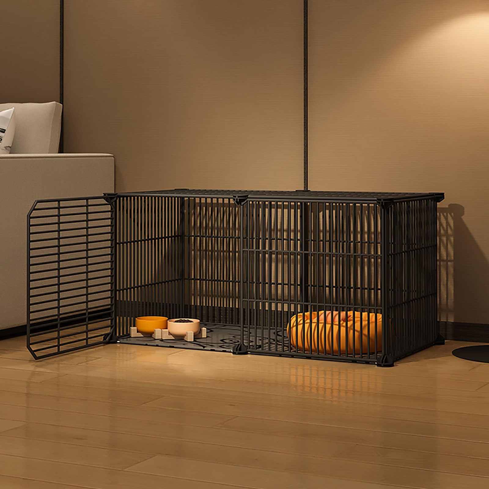 asdchZen Cat Cages Indoor,Large Cat Crate Diy Pet Playpen Cat House Kitten Pen Detachable Extra Cattery,Large Exercise Place Ideal For Cat,Black/White,Black-75x37x37cm
