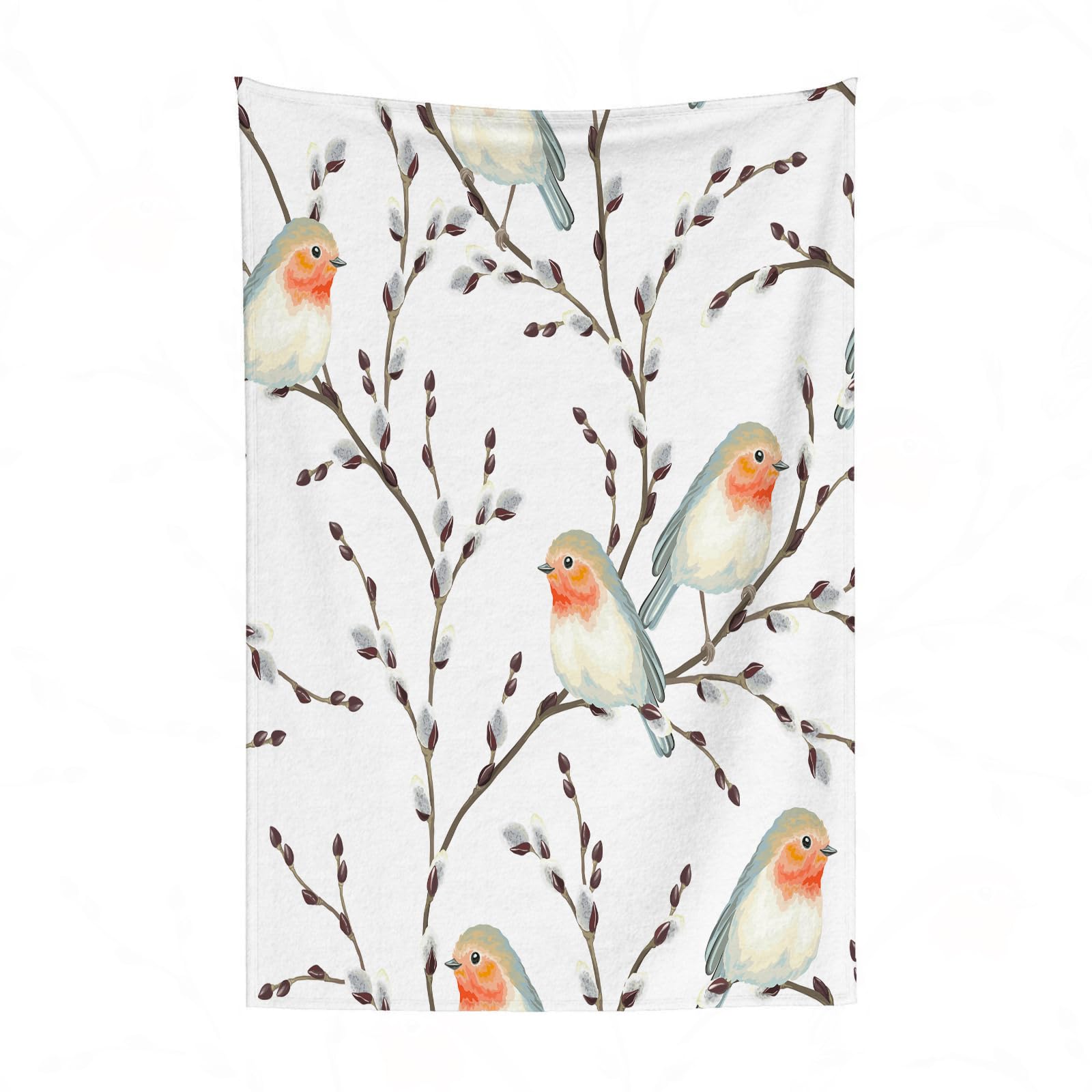 EYLOZS Fleece Blanket - Versatile Soft Warm Blanket Fluffy Throws for Sofa Blanket,Cozy Solid Bed Flannel Blanket,Robin standing on the branch,51x59in
