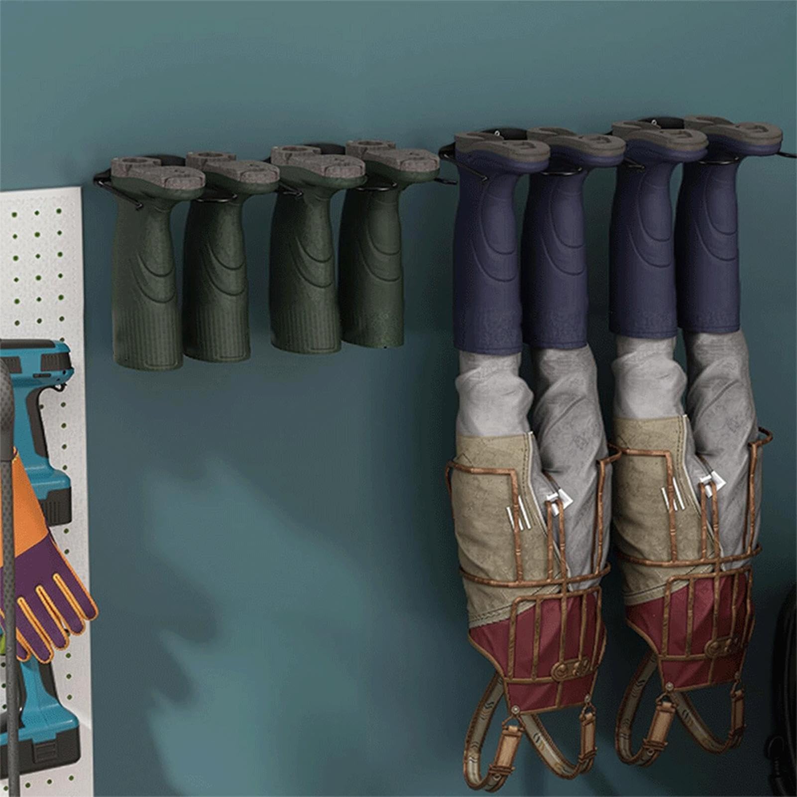 Perchas para Botas de Vadeo 2 Unidades Colgadores de Pared de Acero | Organizador Metálico de Calzado para Garaje, Sótano, Taller, Granero, Cobertizo, Entrada de Casa