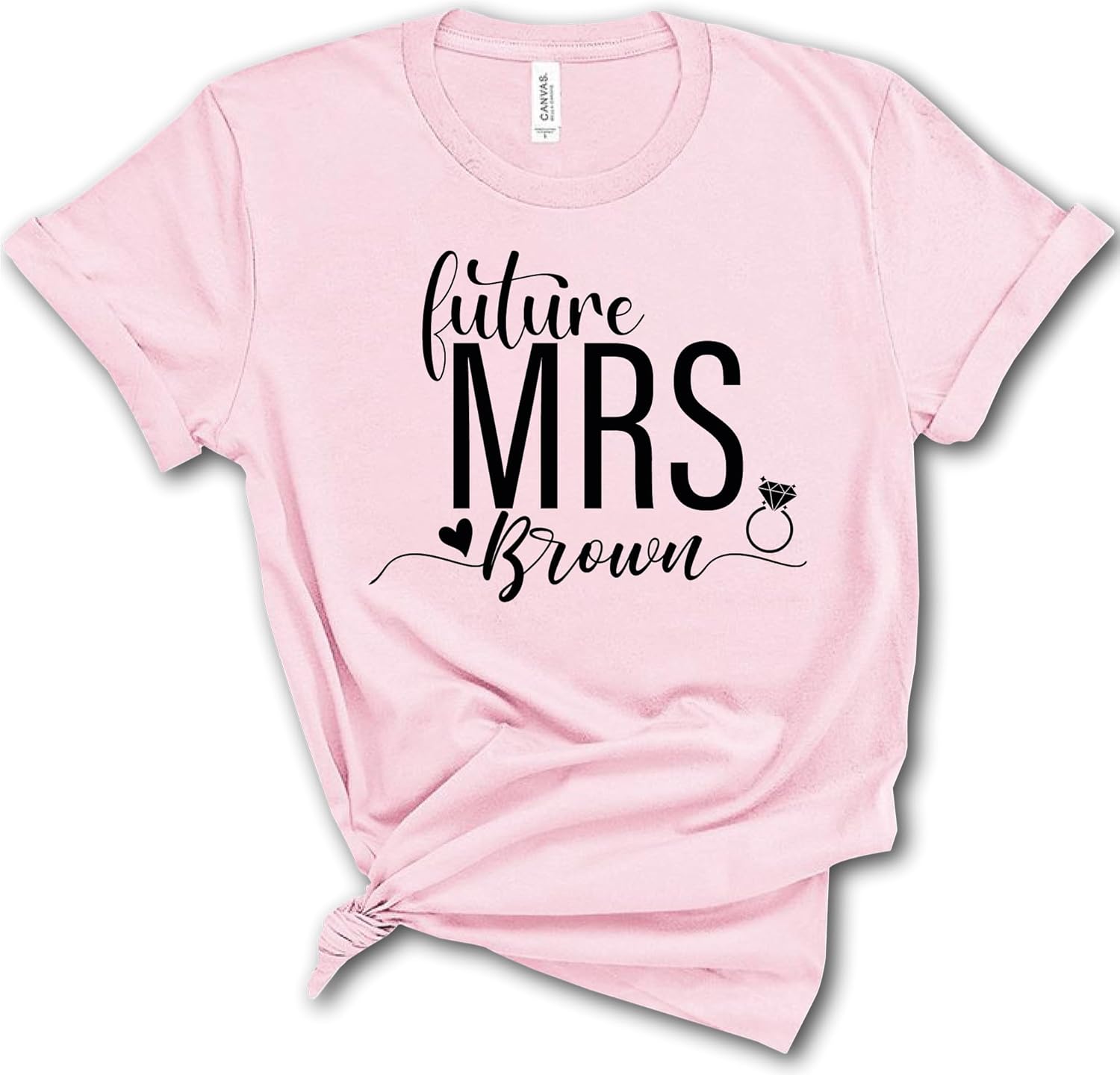 Personalized Bride To Be T-Shirt With Heart And Ring, Customized Engagement Mrs. Shirt With Ring, Bachelorette Party Bride Shirt, Custom Wedding Clothes, Personalized Fiance Tee, Honeymoon T-Shirts - Image 7