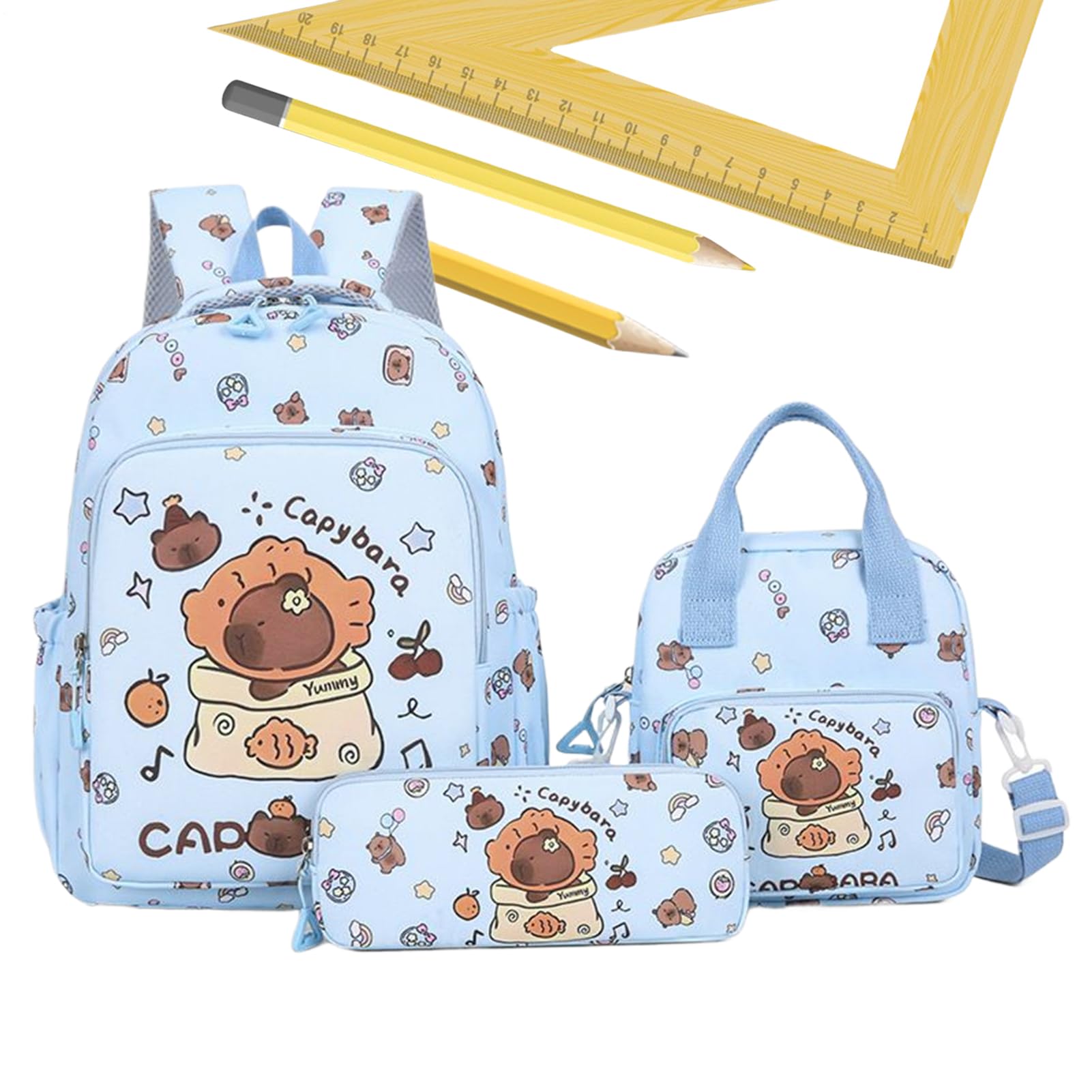 Sac à dos Capybara esthétique avec trousse à crayons et sac de déjeuner