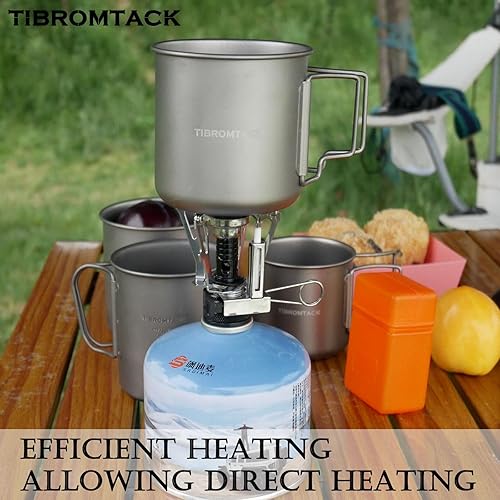 Miniatura 3 de TIBROMTACK Taza de titanio para acampar y viajar, 16.9 fl oz, taza de mochilero ultraligera con asas plegables y tapa al aire libre taza..