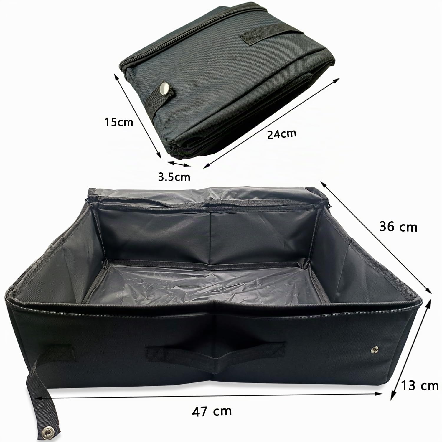 Lettiera da Viaggio per Gatti con Coperchio, Lettiera Pieghevole Portatile per Gatti con Pala, Impermeabile, Facile da Pulire, Adatto per Interni, Esterni, 47 * 36 cm, XXL, Nero