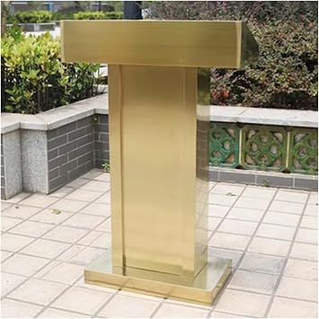 Stainless Steel Podium, Stand Up Lectern, Indoor/Outdoor Weatherproof Restaurant Hostess Stand Hotel Reception Desk Conference PulpitGold