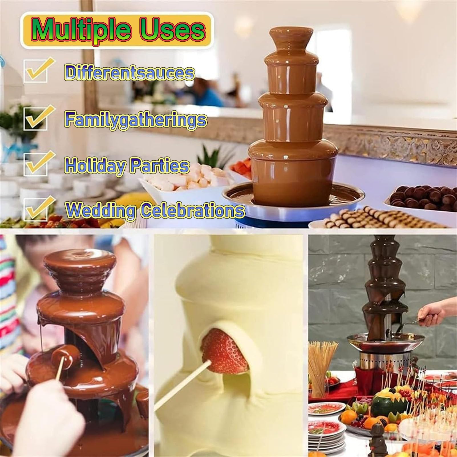 Fuente De Fondue De Chocolate para Uso Doméstico Y Comercial, Máquina De Cascada De Chocolate De 4/5/6/7 Niveles con Control De Temperatura, para Fiestas, Restaurantes, B,7