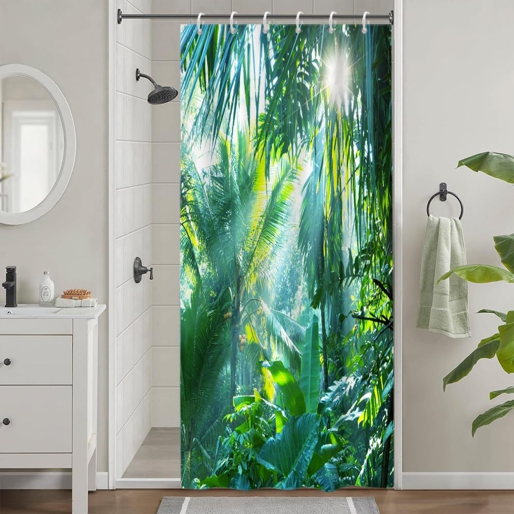Cortina de Ducha de Hoja Eucalipto, Cortinas de Ducha Verde Oro Abstracto Planta Cortinas de Baño Antimoho Impermeable Lavable Tejido de Poliéster Cortina Ducha con 12 Ganchos 120x200cm — view 118