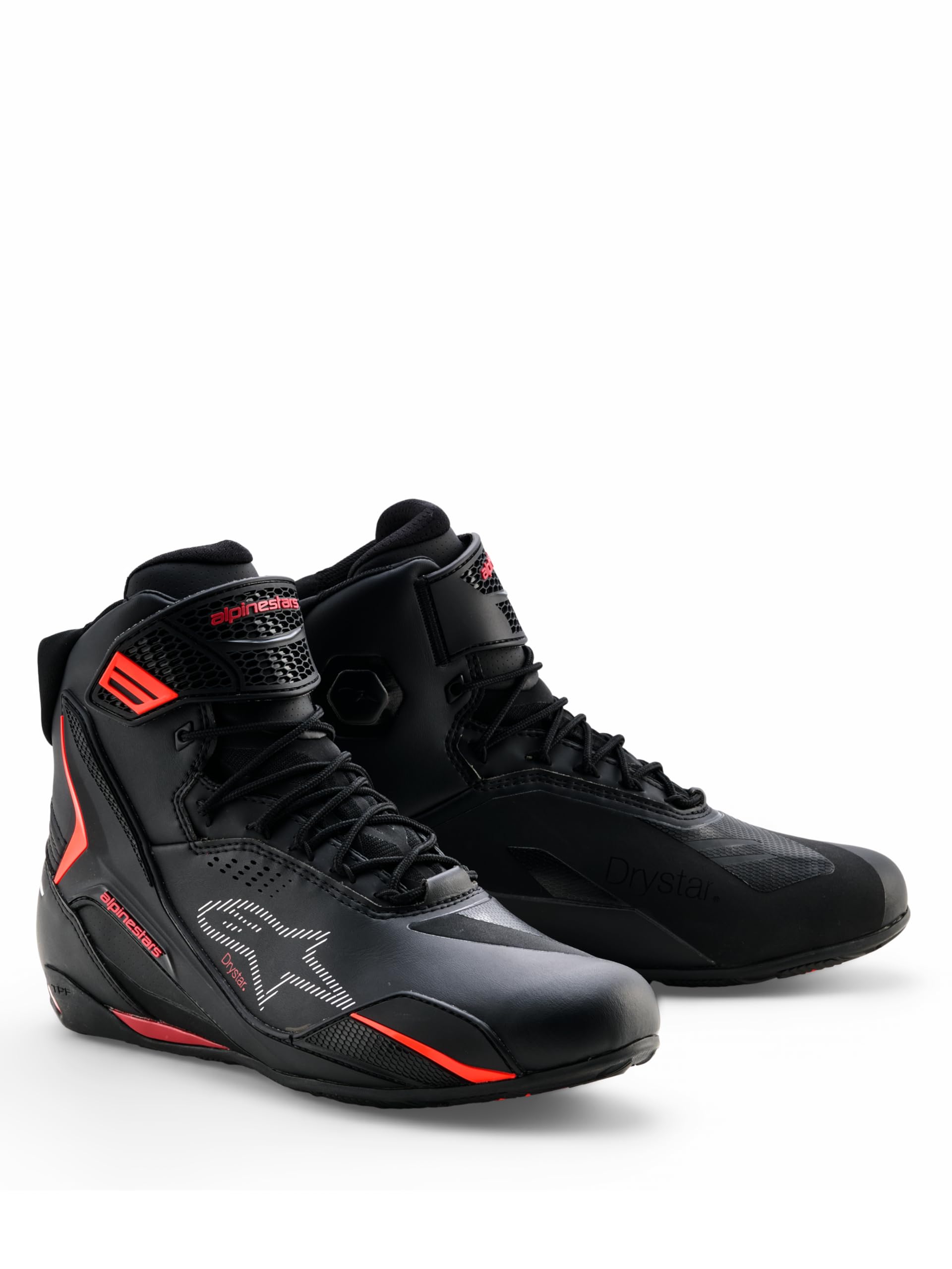Alpinestars Faster 4 Drystar wasserdichte Motorrad Schuhe, schwarz/rot, 10 (43)