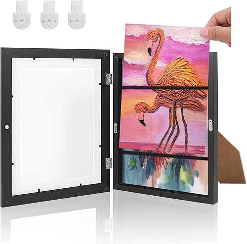 Fosdonge Sostén 150 marcos de arte para niños de 10 x 12.5 pulgadas, para colocar o colgar, marco de arte para niños de apertura frontal, marcos de