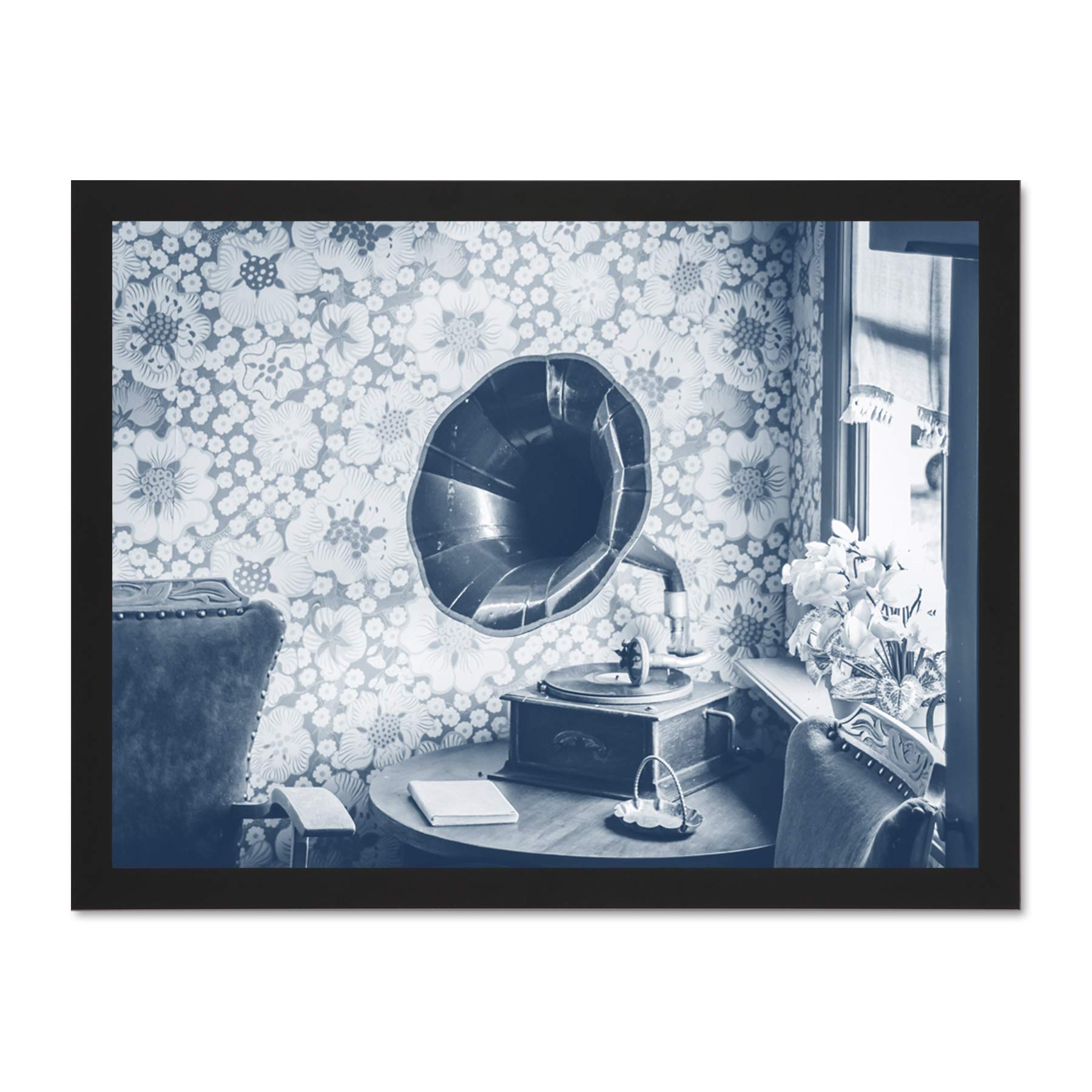 Vintage Record Player Gramophone Large Framed Art Print Poster Wall Decor 18x24 inch