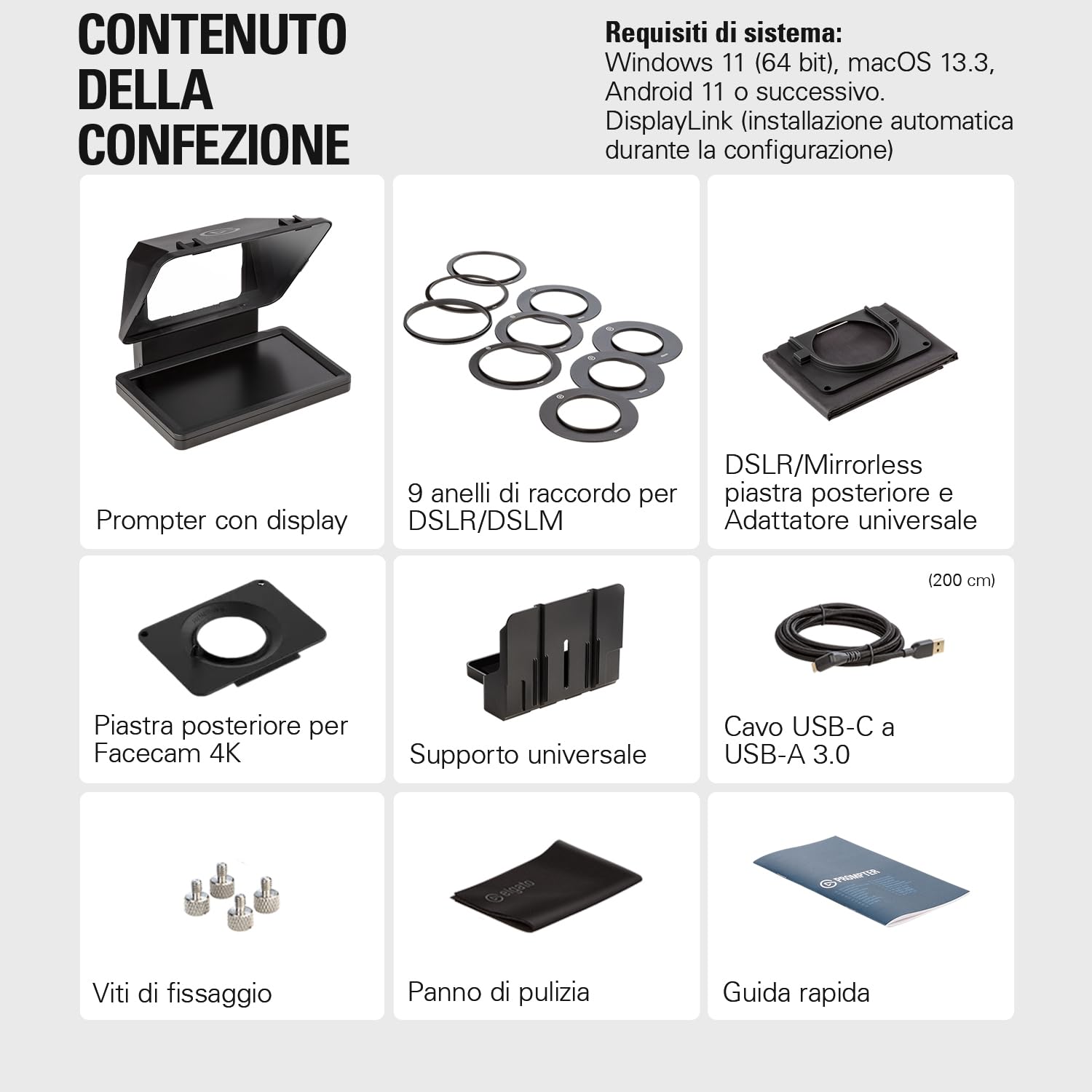 Elgato Prompter – Teleprompter con schermo integrato, YouTube, Twitch, Zoom, Teams e altro, supporta DSLR/Webcam/Smartphone, visualizzazione del monitor Drag & Drop, funziona con Mac/PC & Stream Deck