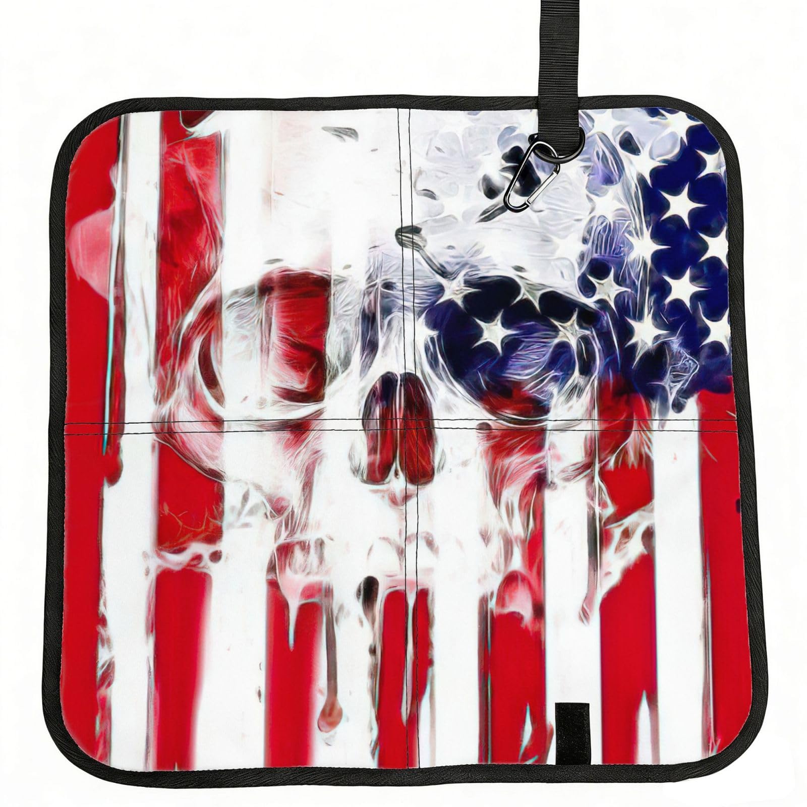 NImongt American Flag Skull Print Portable Chair Pad Foldable Seat Cushion Outdoor Seating Office Picnic Camping