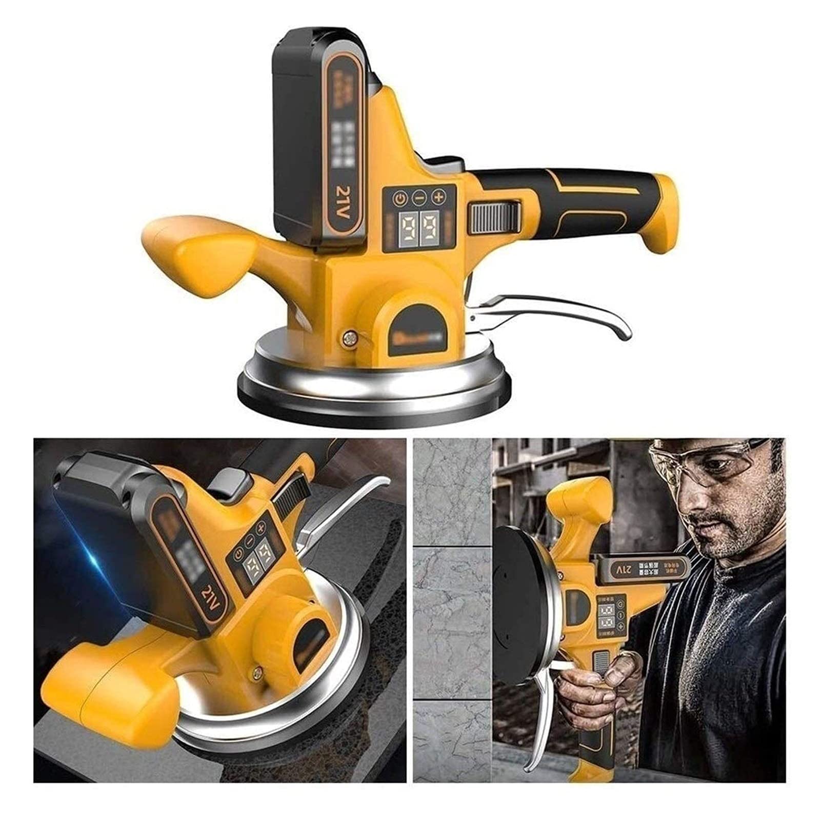 ZFLY Tiler, vibrating machine, automatic electric power supply tool |maximum adsorption of 400 kg |Soils and tiles (Color : One lithium battery)