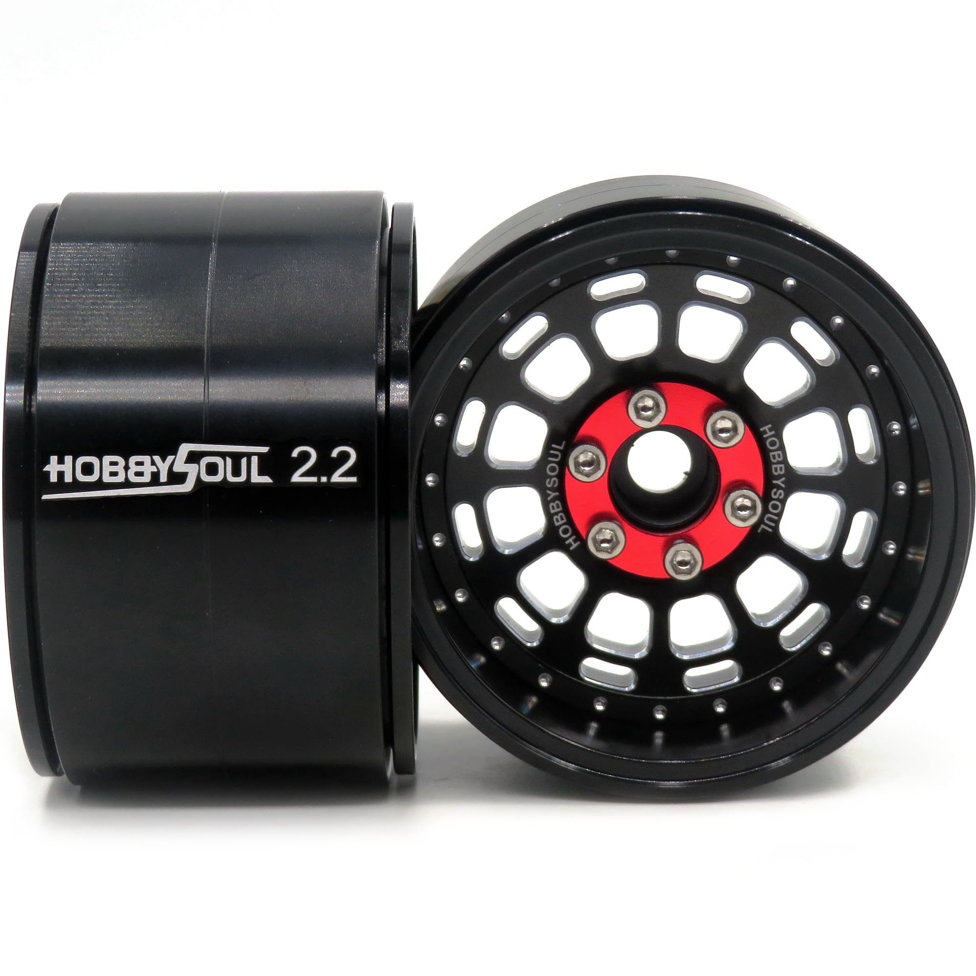 HOBBYSOUL Einstellbare 4 Offsets 2,2 Beadlock Räder Breite 1,57'' (40 mm) Felgen Champagnerblaue Farbe für Gen8 Everest Gen 7 Pro / SCX10 Capra Wraith Ryft / TRX4 AMG 6x6, (4 Stück)