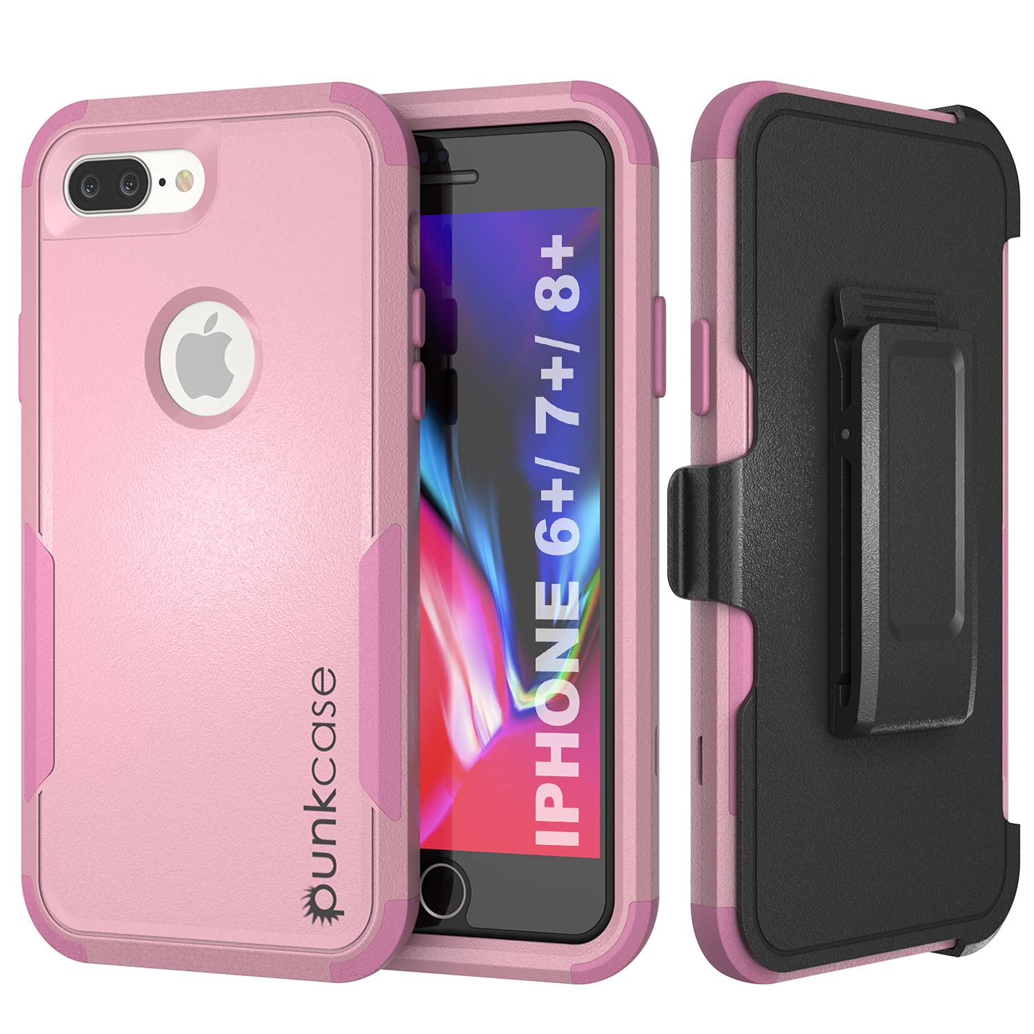 Étui de protection iPhone 8 Plus Punkcase rose avec support amovible - 8