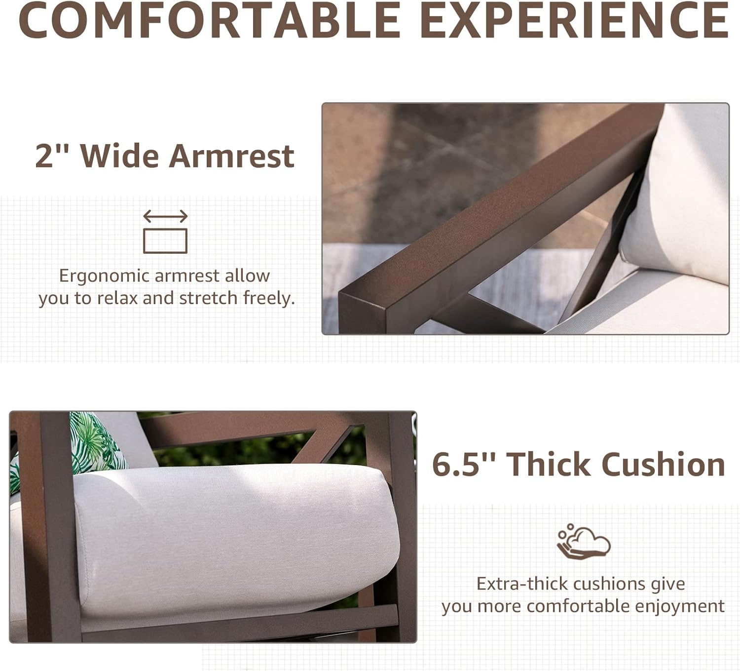 NATURAL EXPRESSIONS 3 Piece Patio Bistro Set, Outdoor Patio Seating Chair, Motion Rocking Chair, Stationary Rocker with Thick Olefin Cushions for Backyard,Porch,Poolside