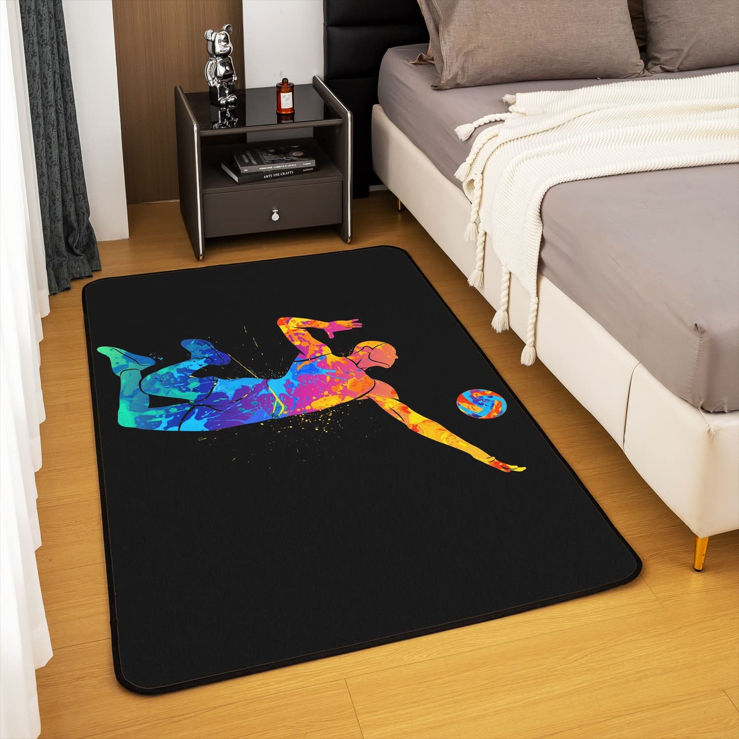 Volleyball Spieler Teppich 100x150,Sport Spiel Aquarell Dekor Bereich Teppich, Sportsman Kunst Graffiti Nicht Verschütten Teppich für Schlafzimmer Spielzimmer Wohnzimmer