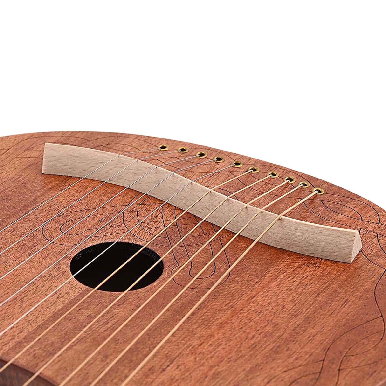 Lyre Harp 10 Saiten Harfe Tragbare Kleine Harfe mit Stimmschlüssel für Saiten Musikinstrument Stabiler Klang Harfe