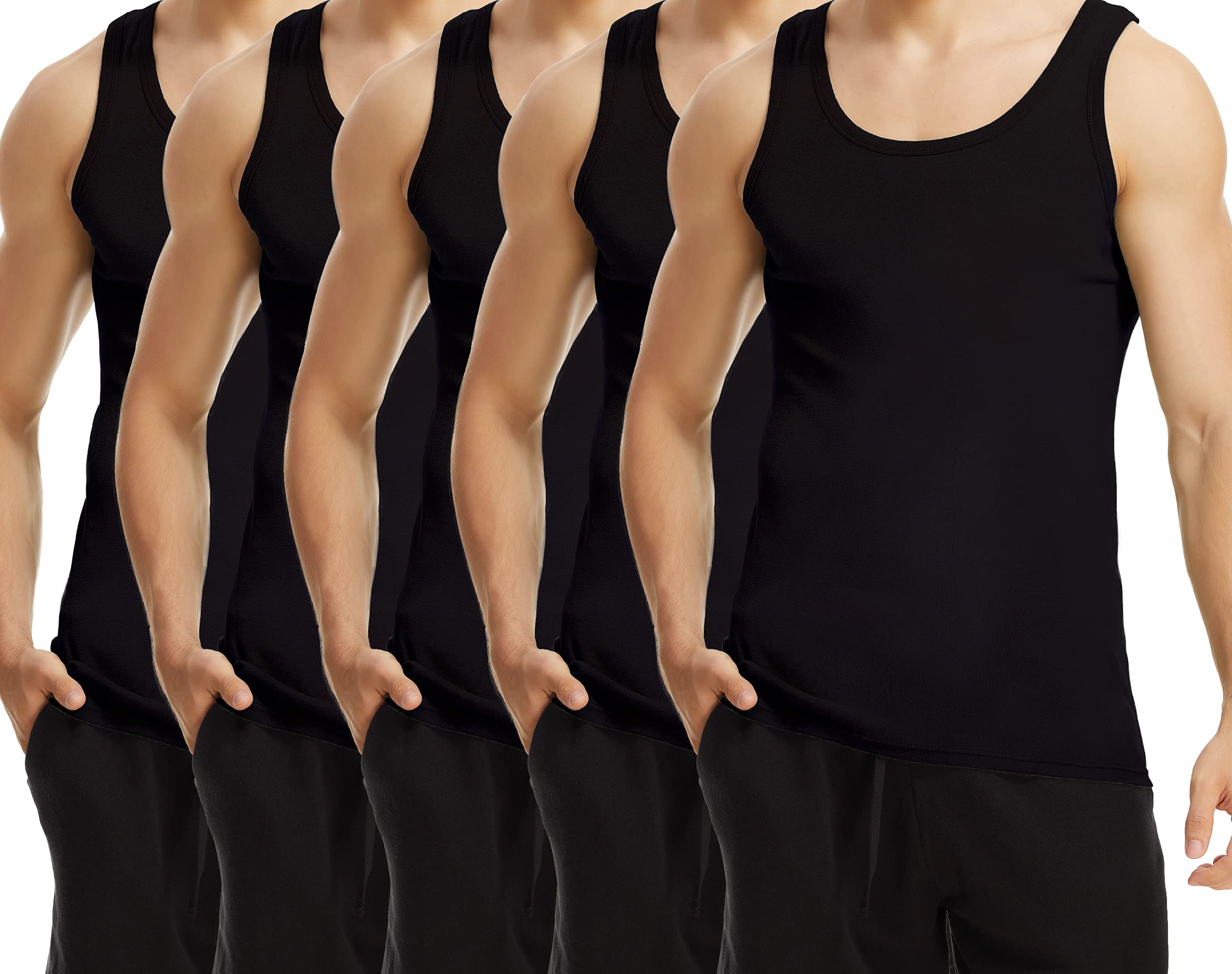TUUHAW Unterhemd Herren 5er Pack Tank Top 100% Baumwolle Gekämmte Feinripp