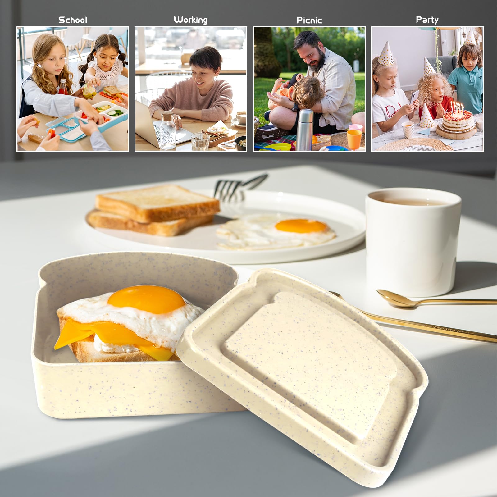 4er-Set Sandwichbox In Toastform – 13 X 12,2 X 3,8 Cm, BPA-frei, Mikrowellengeeignet, Spülmaschinenfest, Bunt – Für Schule & Arbeit