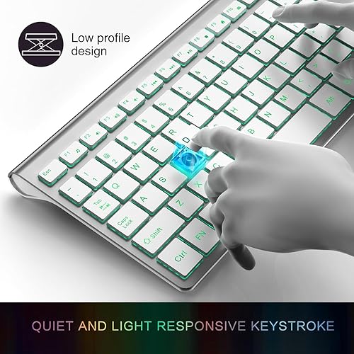 Miniatura 5 de J JOYACCESS Combo de teclado y mouse inalámbricos con 7 opciones retroiluminadas, teclas de luz silenciosas, recargable tipo C, modo de suspensión,