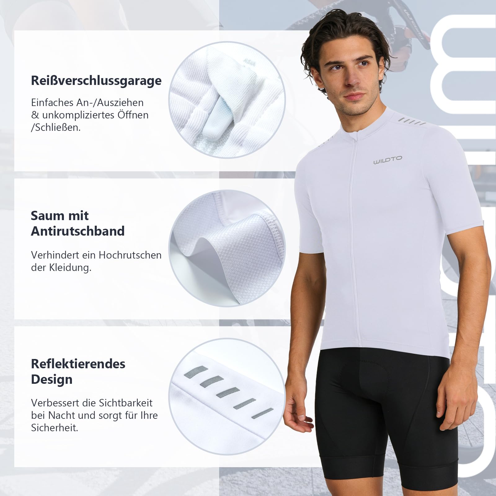 Fahrradtrikot Herren Kurzarm Radtrikot Schnell Trocknen Atmungsaktive MTB Rennrad Trikot