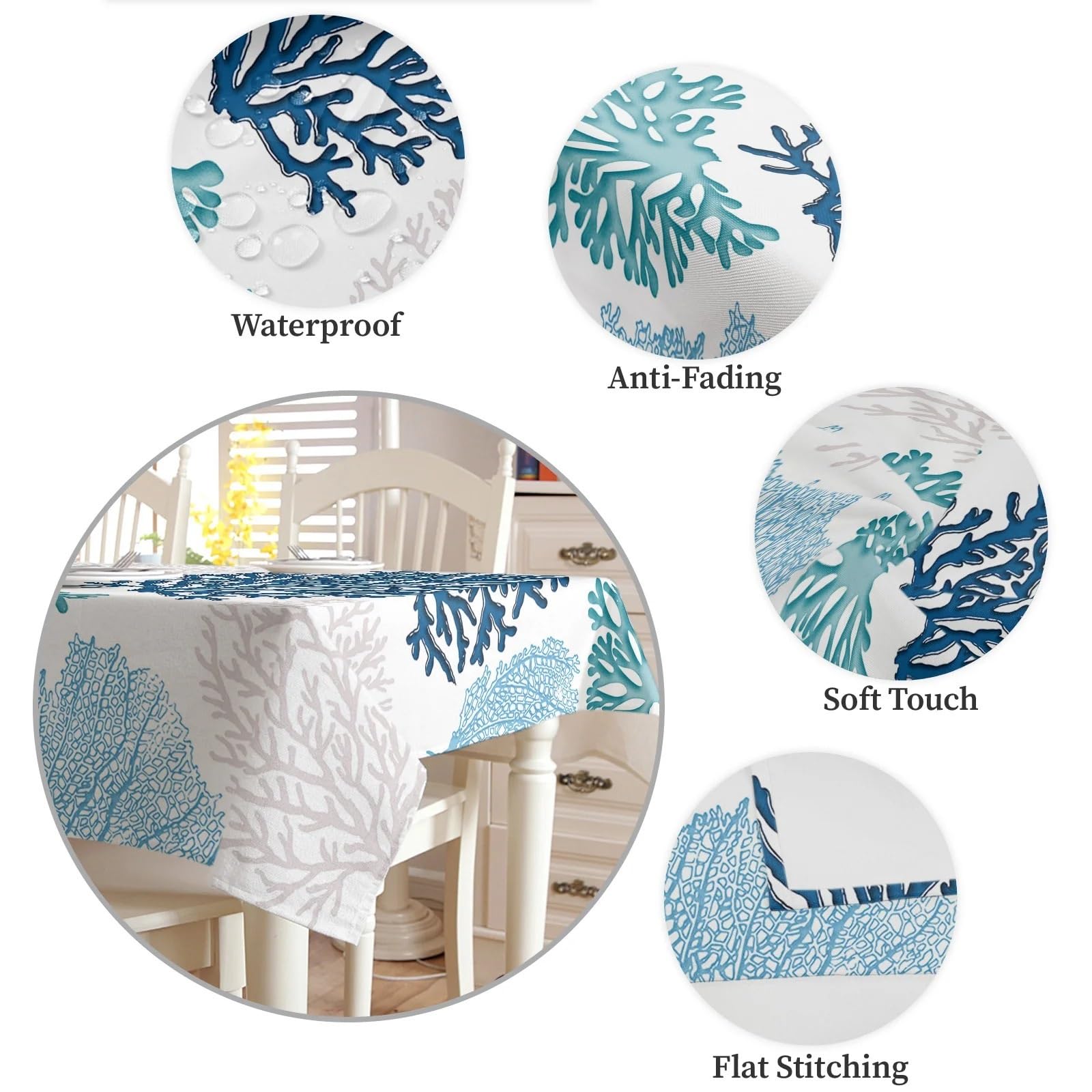 Tovaglia impermeabile blu rettangolare for feste di nozze Copritavolo for decorazioni natalizie Per Protezione Tavolo(153x153cm Tablecloth)