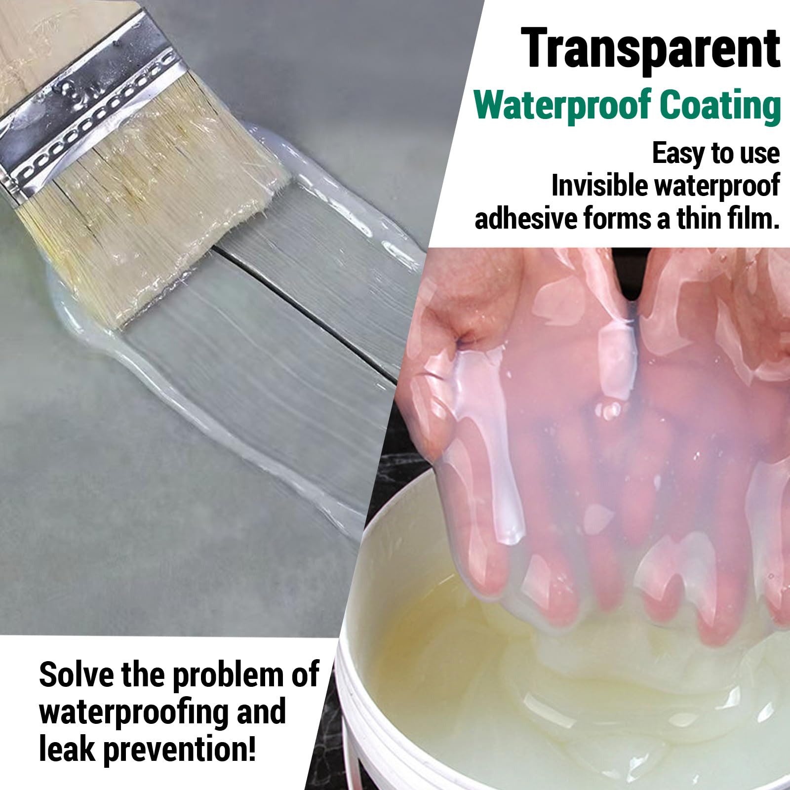 5Kg/202Fl.oz Impermeabilizante Transparente Hidrofugante Invisible Baldosas,Hormigón,Tejados Impermeable Agente Cepillos de Madera,Rascador,Rodillo de Pintura,Guantes de Trabajo