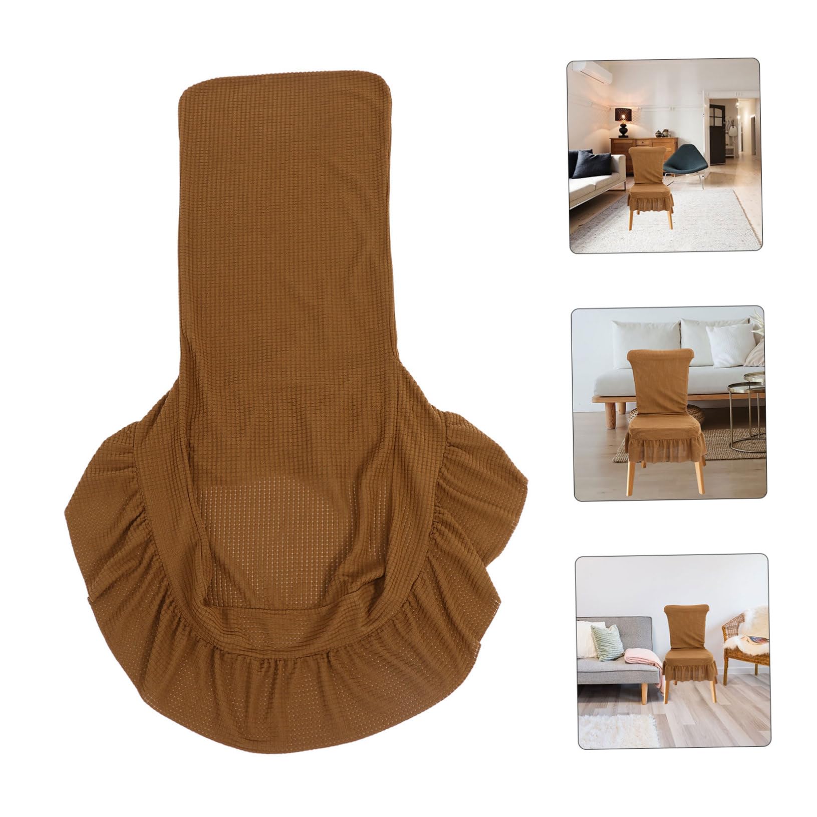 Funda de Silla a Cuadros Volante Elástica, 6 Piezas